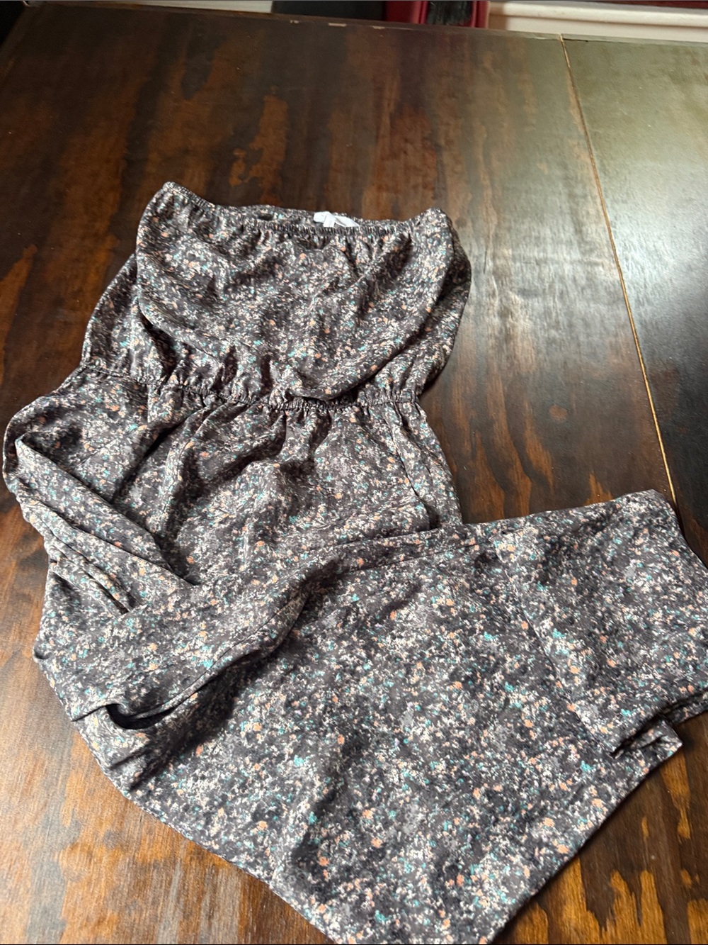BCBGeneration Strapless Floral-Print Jumpsuit in Brown Speckle